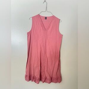 SHEIN LUNE women solid color crew neck lace embroidered casual dress